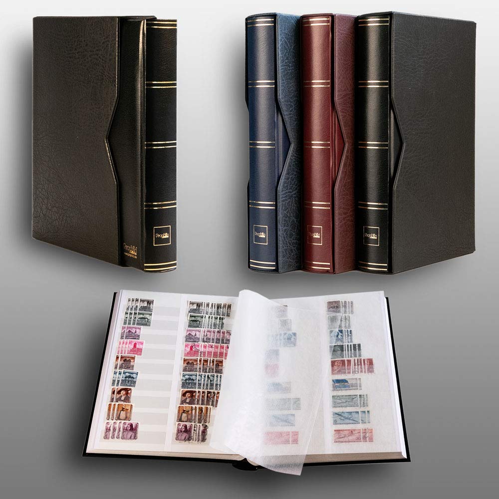 Prophila stockbook 64 white divided sides padded with slipcase black