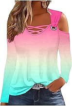Chemise Femme Chic et élégant Décontracté Chemisier pour Femme Épaules Dénudées Fluide Grande Taille Pas Cher T-Shirts Manche Longue Col Rond Mode Blouse Tunique Tops Imprimé dégradé Blouses Haut