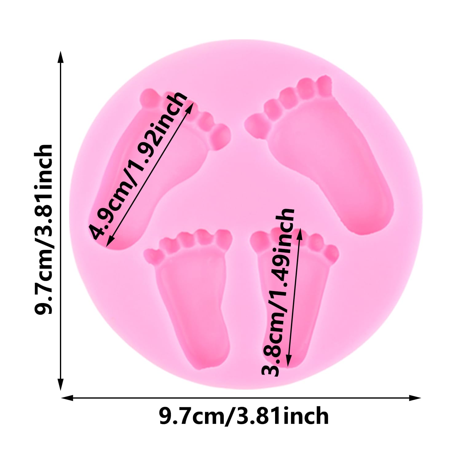 XMOLDNMS Baby Foot Fondant Mould Baby Foot Print Silicone Moulds for Cake Decoration Cupcake Topper Chocolate Candy Polymer Clay Gum Paste - Image 2