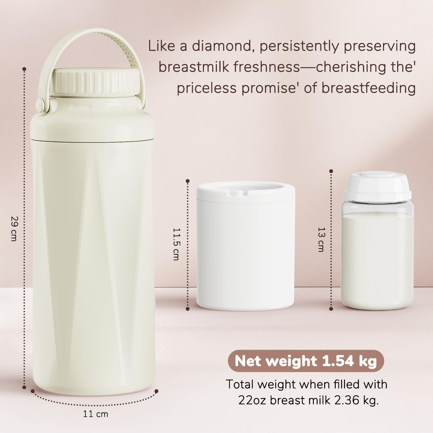 Tragbarer Muttermilch-Kühler – 24H+ Frische durch 360°-Kühlung, 650ml BPA-frei, Isolierte Milchflasche mit Auslaufsicherung für Reisen/Büro, Stillzubehör für Mütter