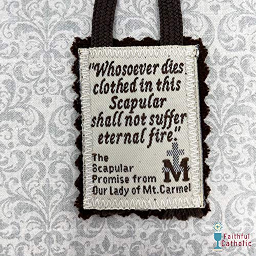 Brown Scapular Mt. Carmel 100% Wool Made in USA Handmade Quality (Single)3