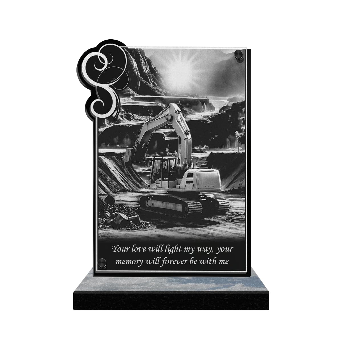ETERNEL - Personalized Funeral Plaque Frame Ornaments - BTP, Mason, Worker, Construction Machine - Customizable text, laser-engraved funeral plaque, tribute, tombstone, funeral commemoration