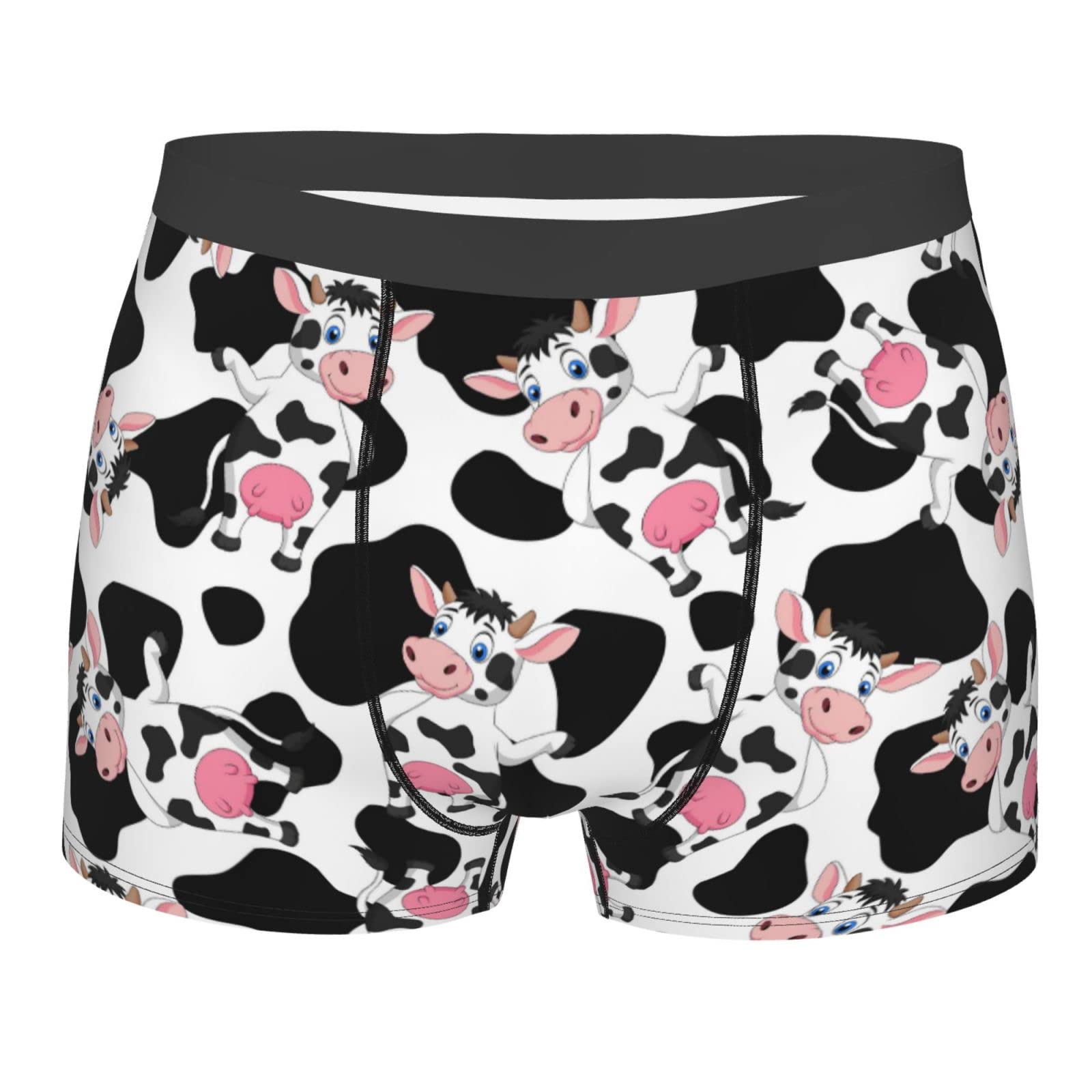 fifbird Men's Boxer Briefs Cow Print Boxer Shorts Soft Comfortable Stretch Wide Waistband Underwear Trunks for Men Boys