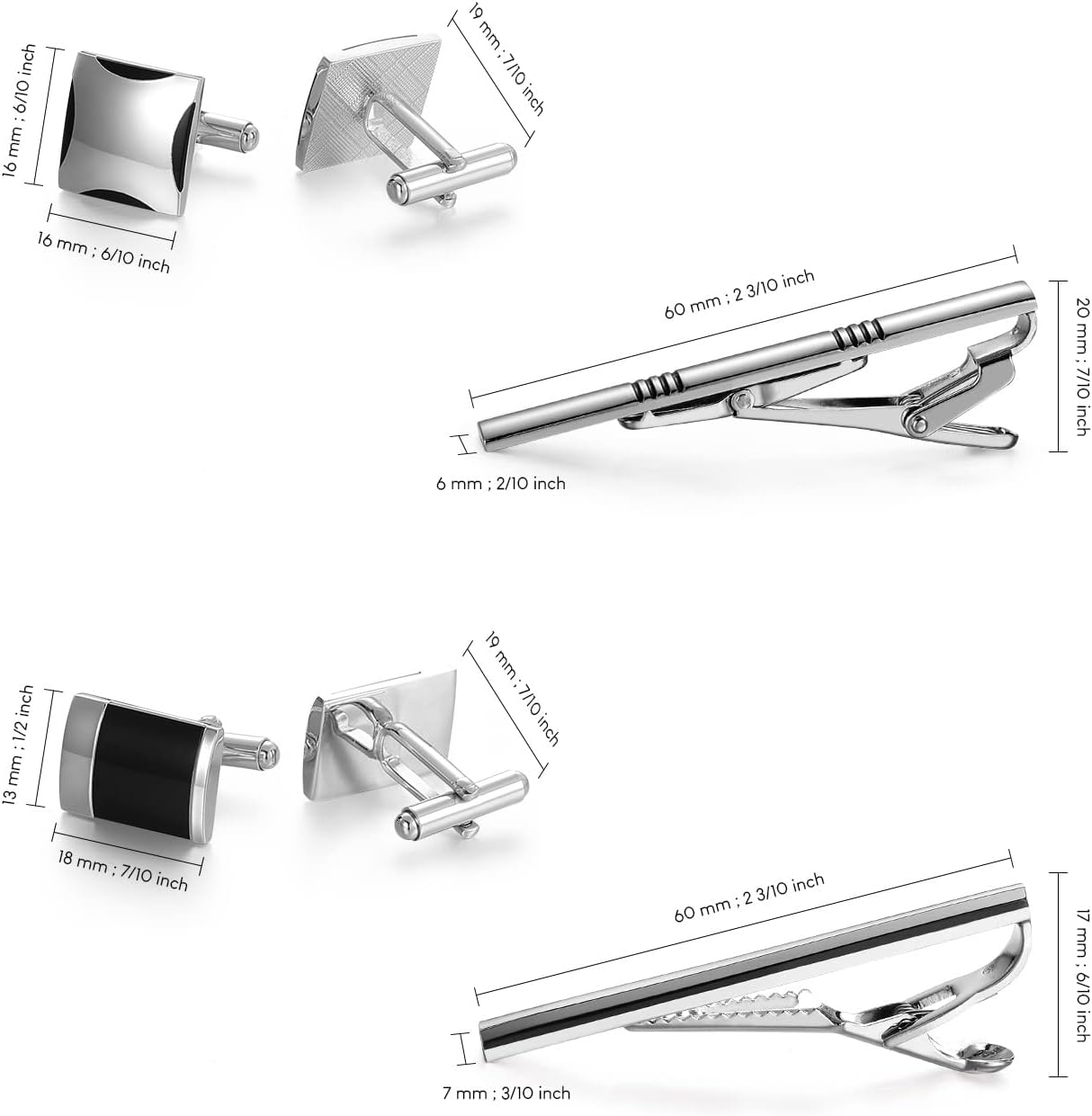 UJOY Mens Tie Clip and Cufflink Set 12 PCS, Shirts Necktie Bar Pins Cuff Link Buttons, Wedding Businesss Gift for Men