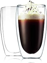Double Walled Glass Coffee Mug, Glasses Iced Coffee Cup, Espresso Cup, Smoothie Cup, Espresso Shot Glasses, Drinking Glasses for Hot Beverages, Set of 2, Clear