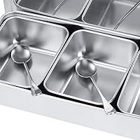 Vista 8 de Servidor de condimentos, tarro de condimentos de acero inoxidable de grado alimenticio de 21 onzas con cuchara y tapa, 3 compartimentos extraíbles