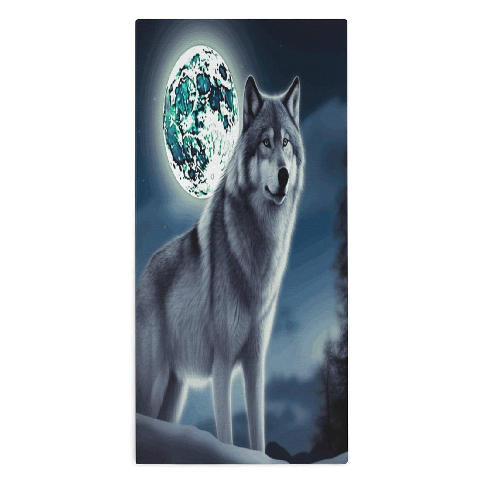 VstaDank Wolf Under Moon Towel Quick Dry Absorbent Towels for Beach Thin Soft Lightweight Travel Bath Towel Sand Free Super Microfiber Face Towels for Sport Bath Adults