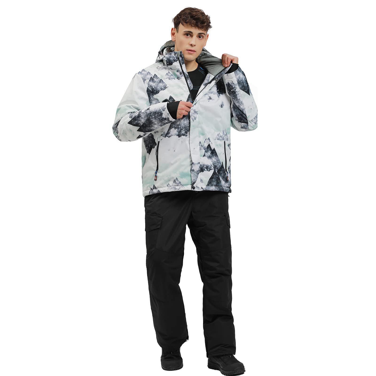 ALSOGO Herren Skianzug Winter Wasserdichte Winddichte Skifahren Outdoor Schneejacken und Hosen Snowboardjacken