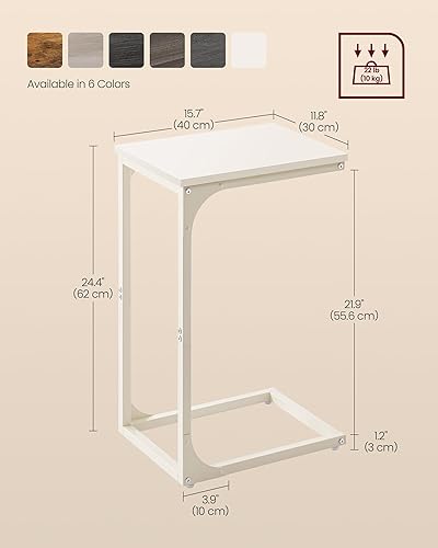 Miniatura 5 de VASAGLE C-Shaped End Table, Small Side Table for Couch, Sofa Table with Metal Frame for Living Room, Bedroom, Bedside, Cream White