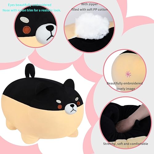 Miniatura 3 de AFAN Shiba Inu - Almohadas de felpa de 15.7 pulgadas Kawaii Corgi para perro, juguete suave, regalo para niños y niñas (negro)