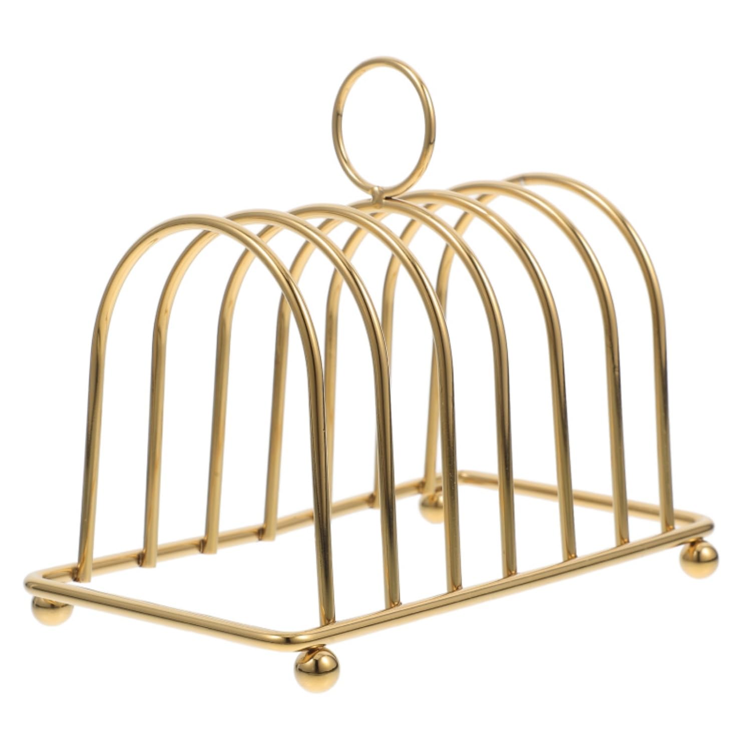 Metal Chrome 6 Slote Slices Toast Rack Toast Serving Dining Rack Stand Loaf Bread Holder, Toast Holder Rack, Bread Slice Stand, Toast Rack, Cooling Bread Rack for Kitchen, or Bakery (Gold)