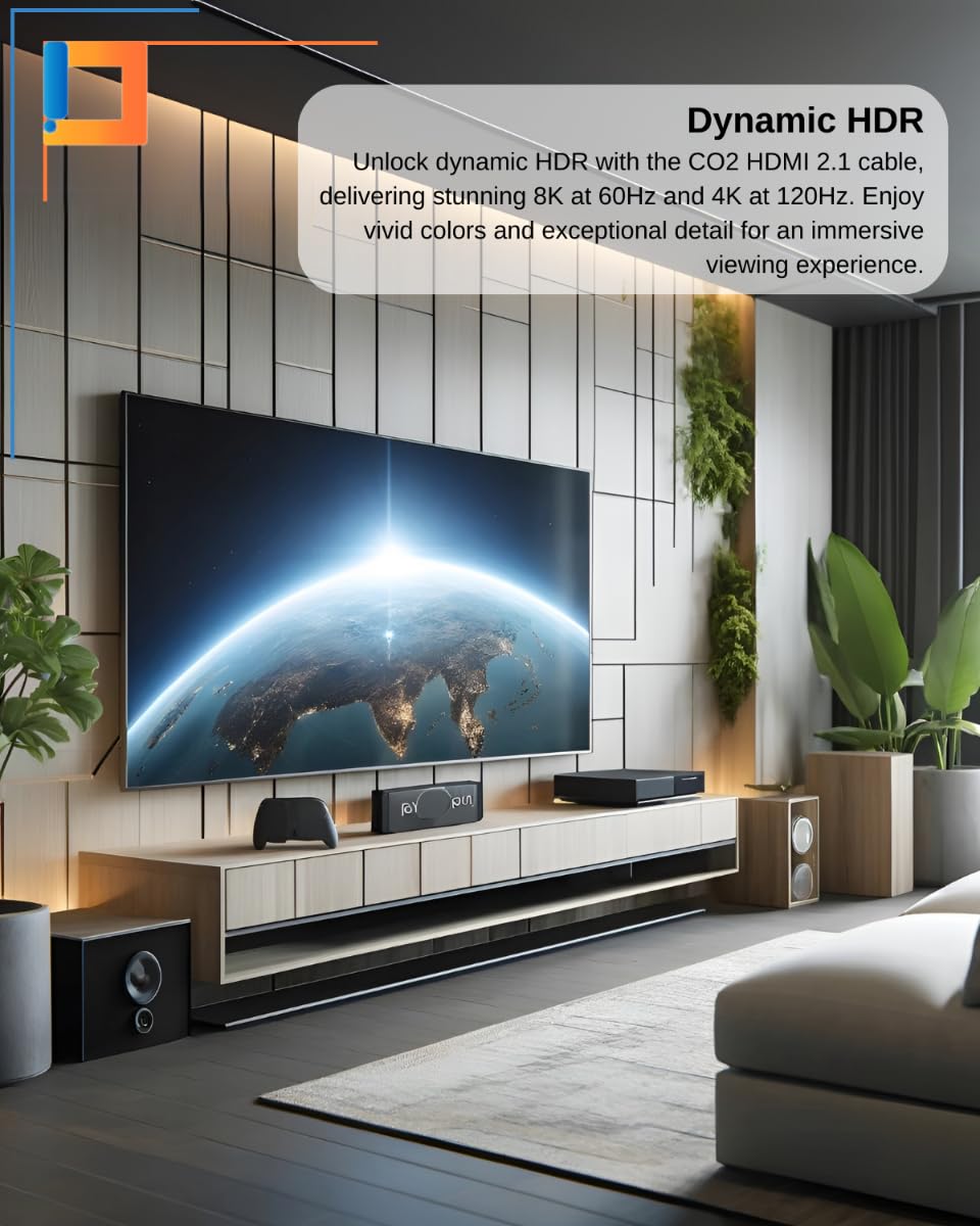 CO2 cable HDMI do HDMI 2.1 8K/60Hz, 4K/120Hz, 2K/240Hz, Full HD, HDR dinámico eARC VRR QMS ALLM DSC 3D QFT ARC Ethernet FreeSync G-Sync, Plug&Play, 48 Gb/s, bidireccional, Aluminio gris espacial (20m)