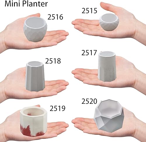 Miniatura 4 de Funshowcase Moldes de silicona octágonos y redondos para macetas, 6 unidades, para resina epoxi, hormigón, arcilla, suculentas, tazón, cenicero,