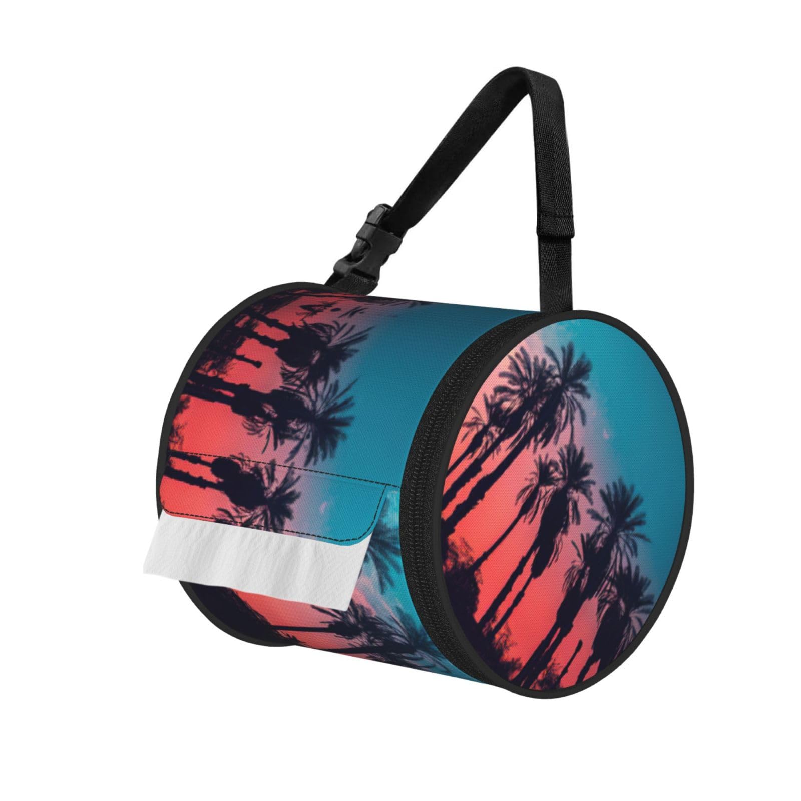 Palm Tree Sunset1 Print Fashion Tissues Organizer Box, Hanging Tissue Holder For Purse Coins For Car Office Daily Outing