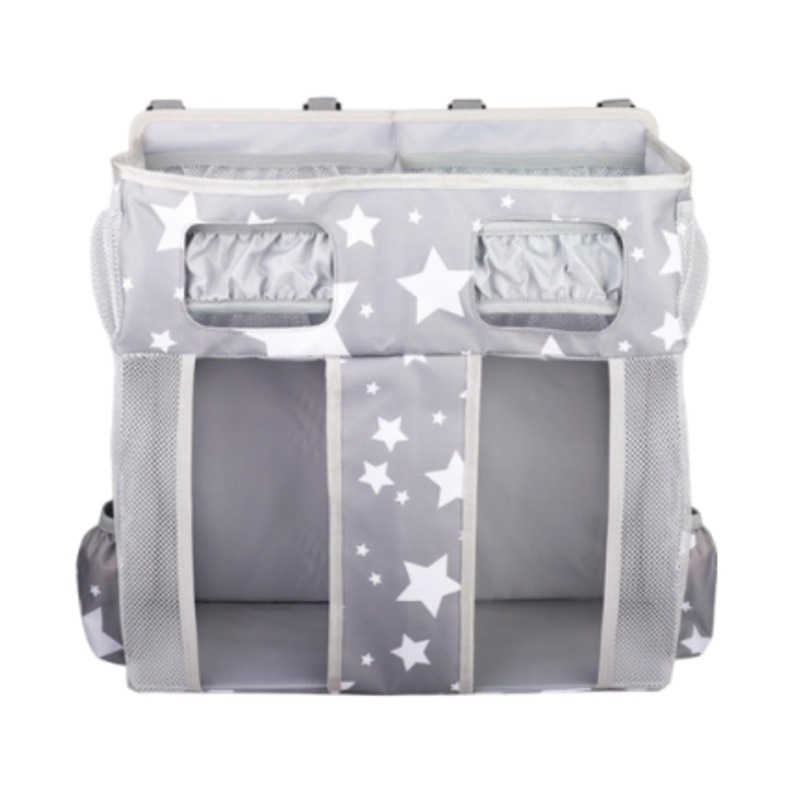 Bolsa de Almacenamiento para Guardería con Organizador de Pañales Y Porta Pañuelos, Estrellas Blancas Grises, tal como se describe