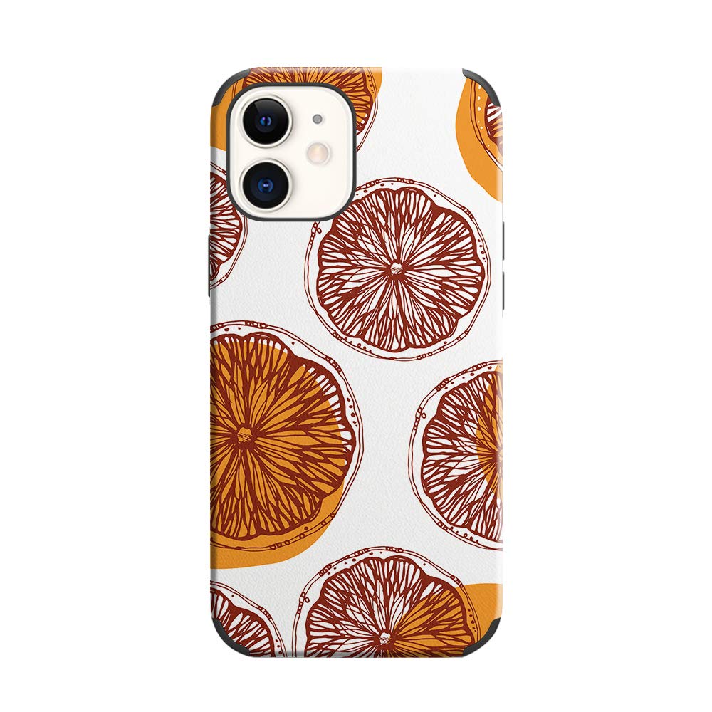CUSTYPECase Compatible with iPhone 12 Case, iPhone 12 Pro Case Printed Pattern Soft Slim Anti-Slip Shockproof Case Replacement for iPhone 12/iPhone 12 Pro 2020, 6.1 inch-Retro Orange
