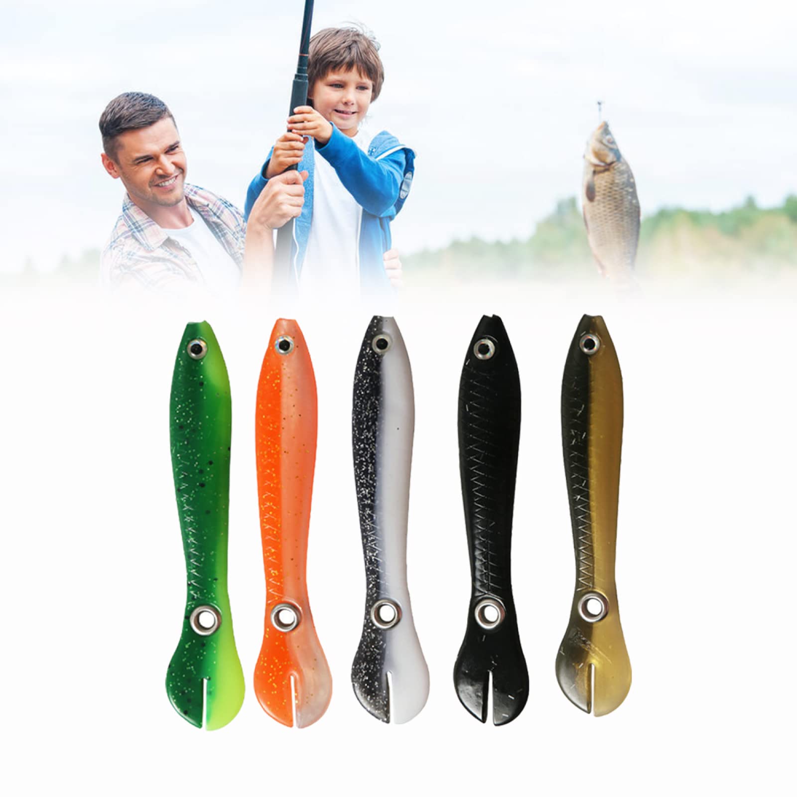Soft VIB Fishing Lures For Bass (5 Pack) - Bionic Lead Swim Shad With Paddle Tail, 3D Print, Treble Hooks - View #9