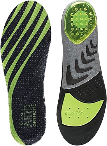 Semelles orthopédiques Airr Sof Sole – Offrent stabilité et soutien pour les pieds, chambre à air dans le talon et gel polymère à l'avant-pied pour l'absorption des chocs, EU 42-44, Vert/Noir