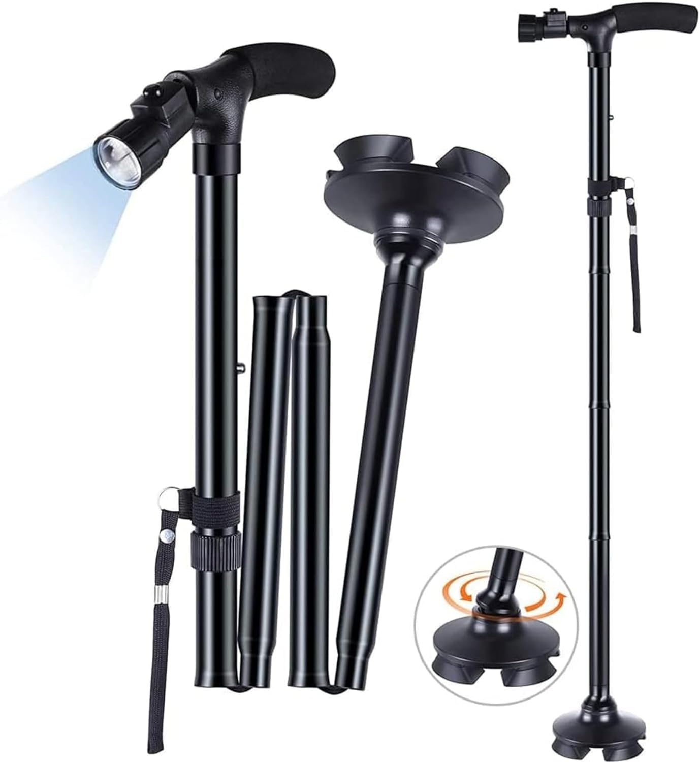 Vitrag Enterprise Walking Cane | Portable Walking Stick for Old People | LED Light, Foldable, Height Adjustable Walking Stick for Old Men and Women (B0D8173T11) Amazon Price History, Amazon Price Tracker