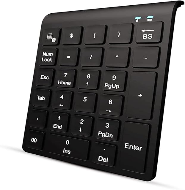 Bluetooth Number Pad, Portable Wireless Bluetooth 27-Key Multi-Function Numeric Keyboard Extensions for Financial Accounting Data Entry for Smartphones, Tablets, Laptop, iOS System Windows and More