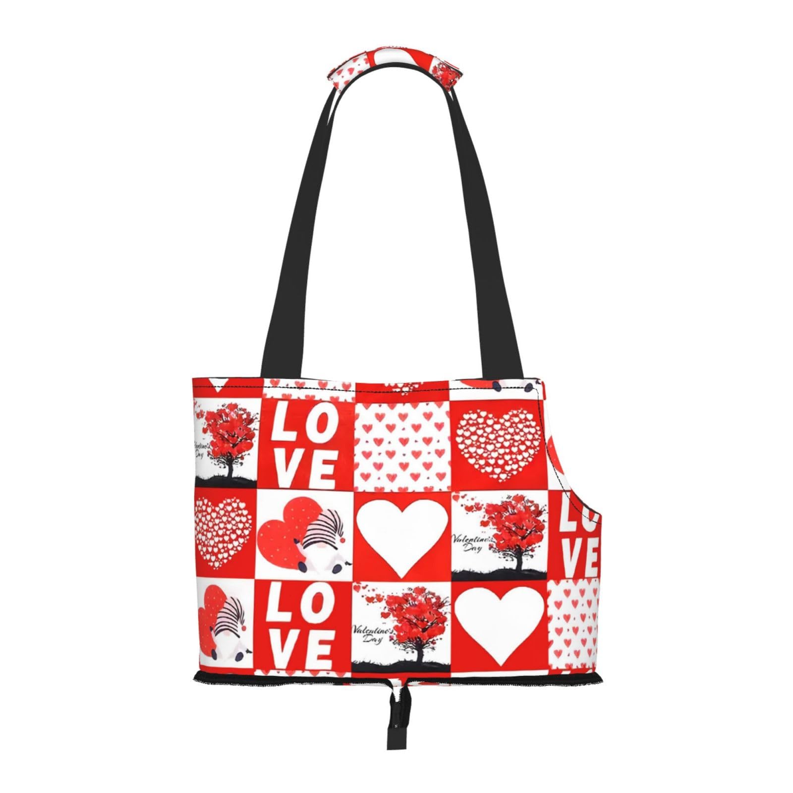 Xsovgoi Pet Carrier Purse, Love Valentines Day Dog Tote Bag Carrier, Pet Cat Tote Bag