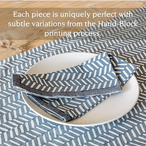 Servilletas de Tela Estampadas Azul Herringbone x4 miniatura 3