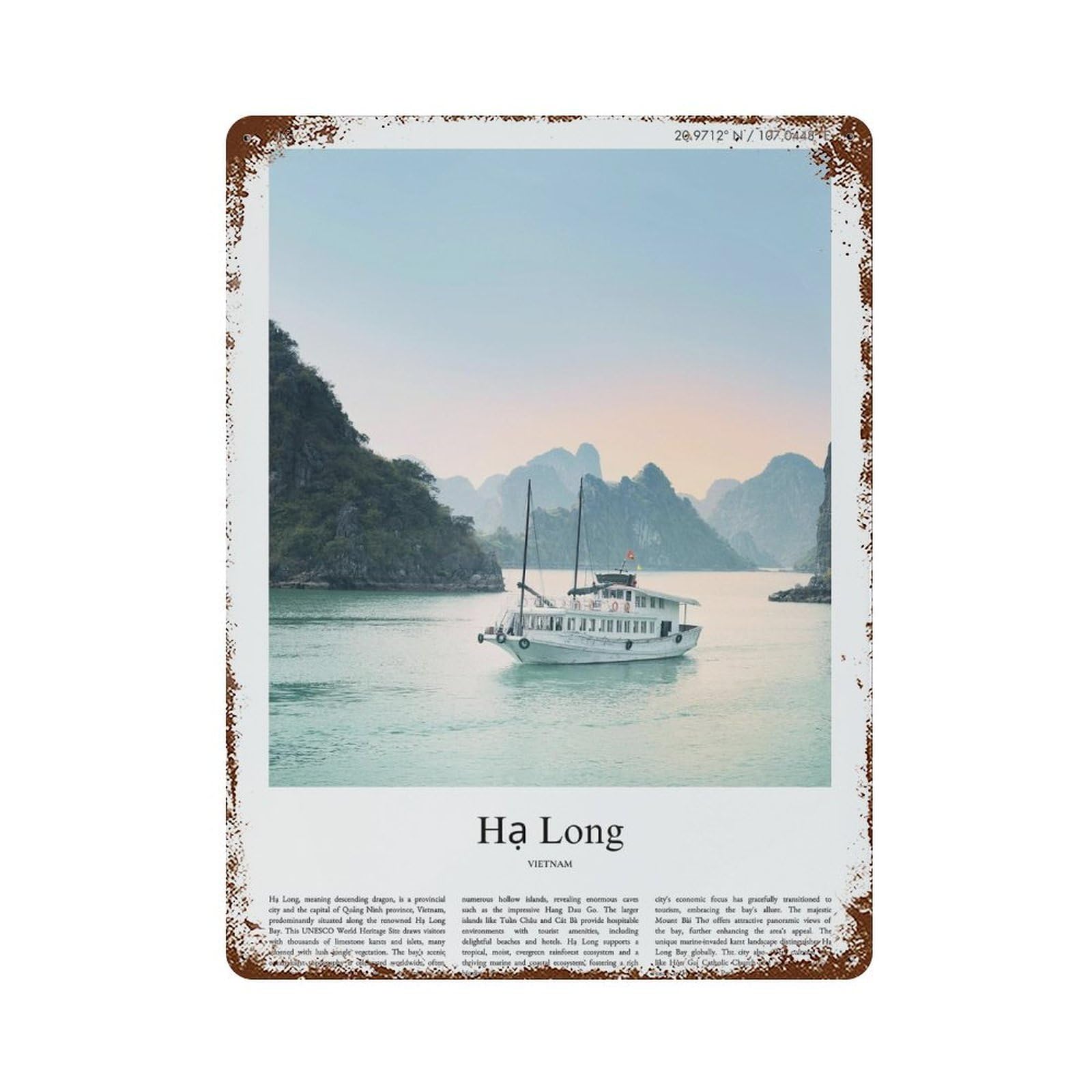 xiaoxiaoshen Hạ Long Vietnam City Scenery Wall Decor Art Metal Tin Poster Modern Home Decor Art Home Bar Shop Decorations Vintage Sign 40x30cm