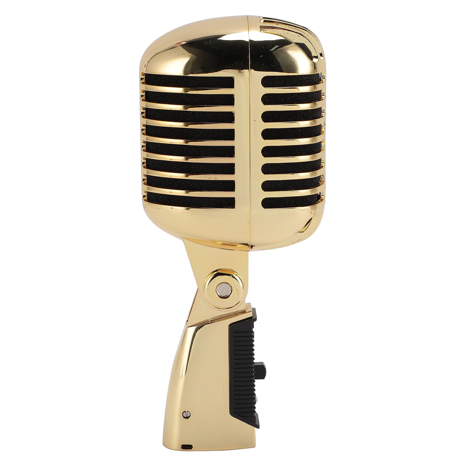AMONIDA Micrófono Dinámico Retro Vintage para Actuaciones en Escenario KTV, Micrófono de Estilo Clásico para Cantantes, Material de Aleación de Zinc Resistente (Gold)