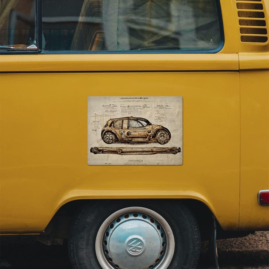 Mechanic Car Magnet 2 PCS - Vintage Car Magnet - Beige Sticker