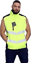 Candid Styles® Mens Hi Viz Vis Bodywarmer Fleece Lined High Visibility Reflective Waterproof Workwear Security Safety Wear Warm Gilet Waistcoat Body Warmer Padded Vest