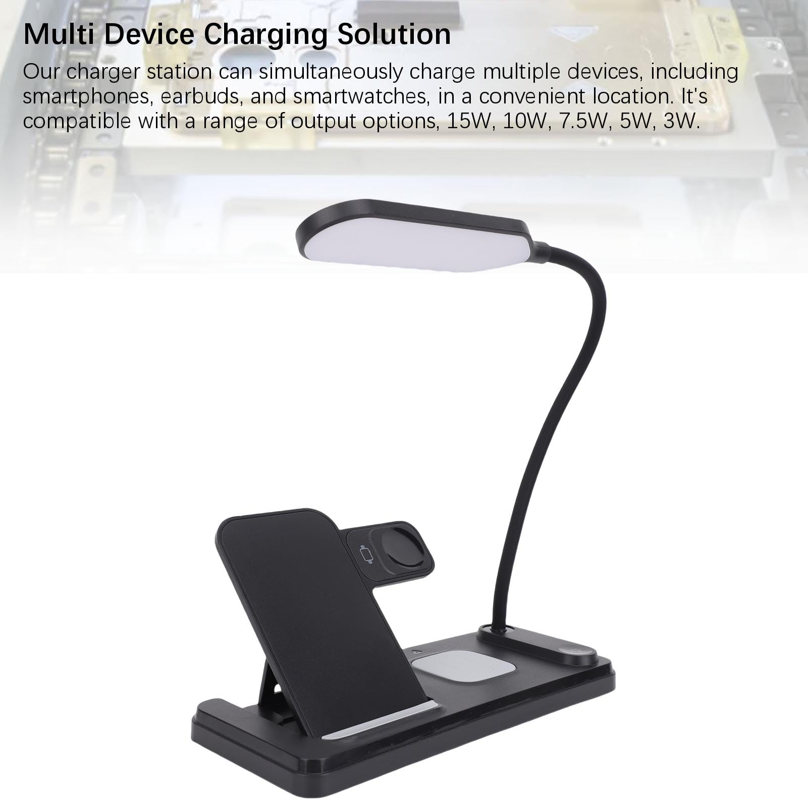 Station de Charge Pliable 3 en 1, Chargeur sans Fil Rapide 15 W, Adaptateur de Voyage, Lumière pour Téléphone, Montre, écouteurs, Chargeur de Plusieurs Appareils
