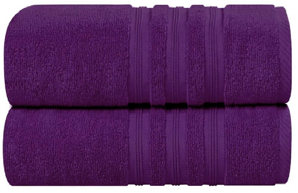 Extra Large Jumbo Bath Sheet Towels (Set of 2, 4 & 6) Cotton Bath Towels Super Soft Quick Dry XL Body Wrapped Towels (Purple, 2X Bath Towels)