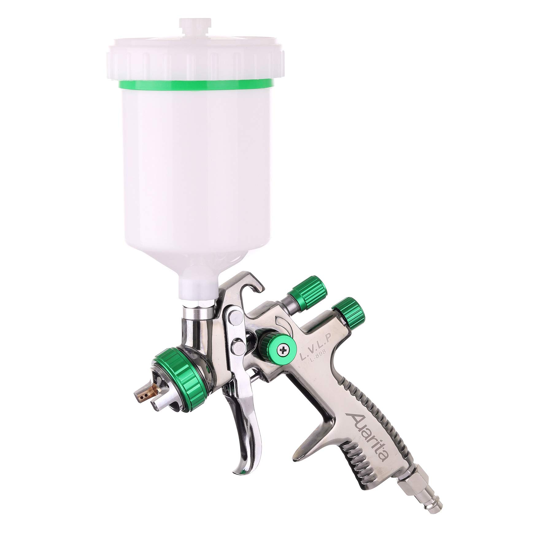 LVLP L-898 - Pistola aerográfica (3 boquillas, 1,3 mm + 1,4 mm + 1,8 mm, depósito de 600 ml, bajo consumo de aire)