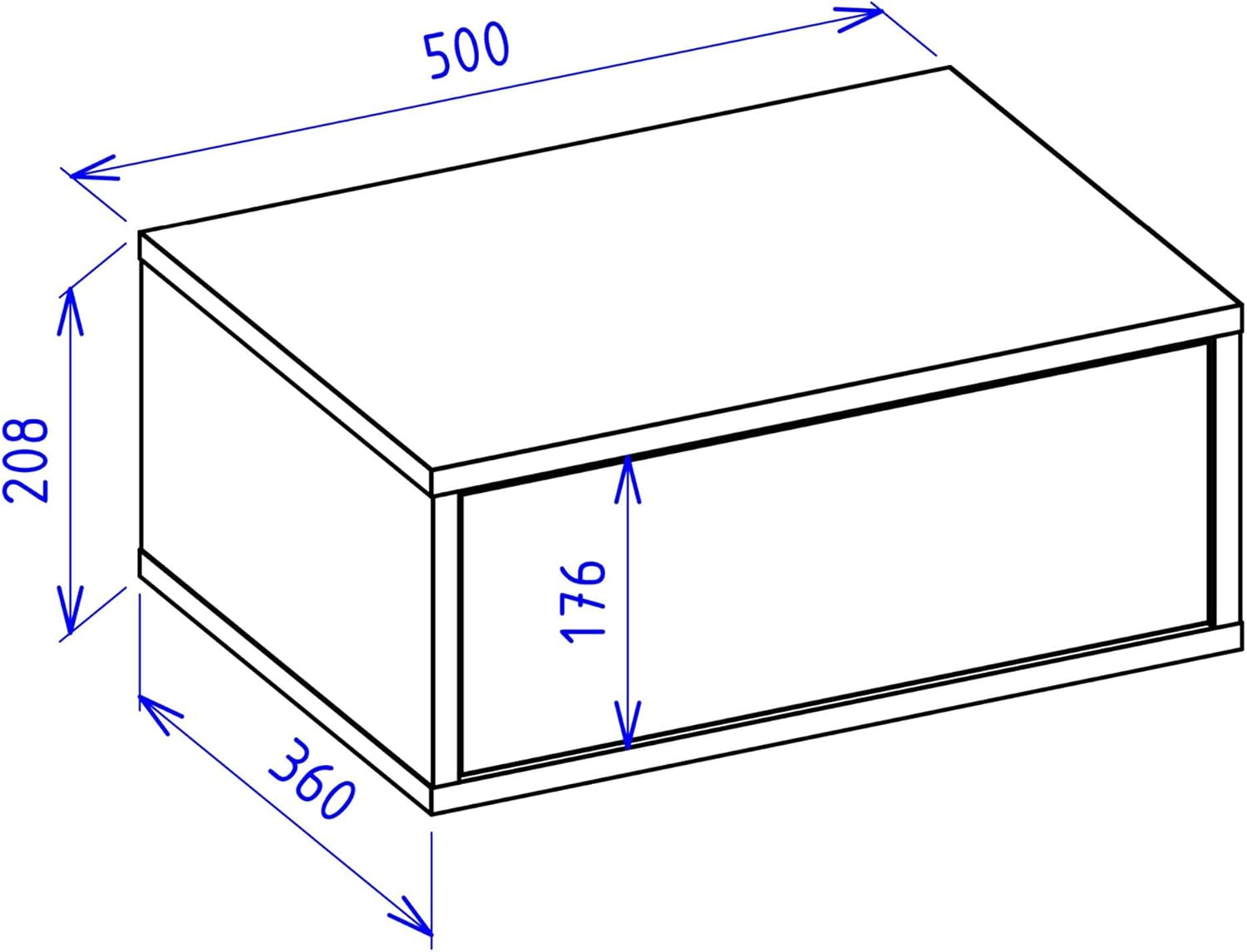 Selsey Bedside Table Hanging Floating White Colour 50 W x 36 D x 20.8 H cm Bedside Cabinet with Drawer in Minimalist Push-to-Open Scandinavian Space Saving Wall Mounting Frame
