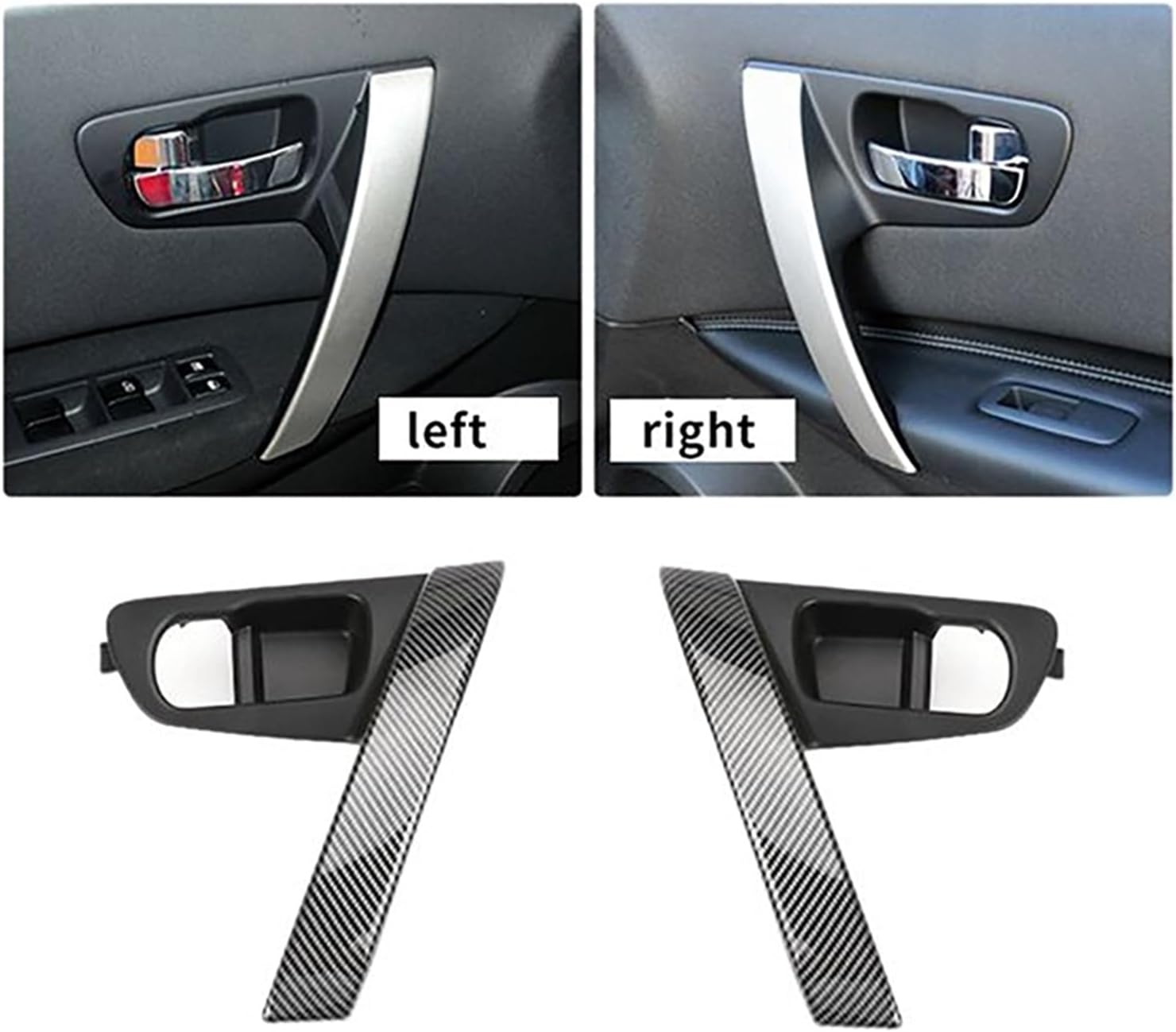 Grab Handles Car Carbon Fiber Pattern Interior Door Handles Base Interior Door Handle Cover Trim Fit for Nissan Qashqai J10 2007-2015 Universal(Black)