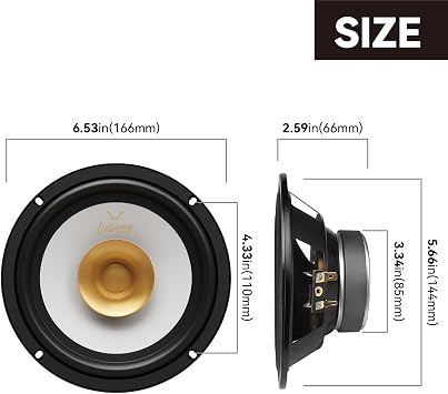 6.5インチ カースピーカー フルレンジ、Hi-Fiオーディオ、最大4オーム180W、プラグアンドプレイ、車両ドアスピーカーのユニバーサル交換用、配線&取り付け金具付属 - グレー ペア