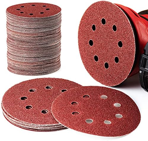 EZARC Hook and Loop Sanding Discs 125mm, 30pcs, 8 Hole Sand Paper, 600 Grits Sandpaper for Random Orbital Sander