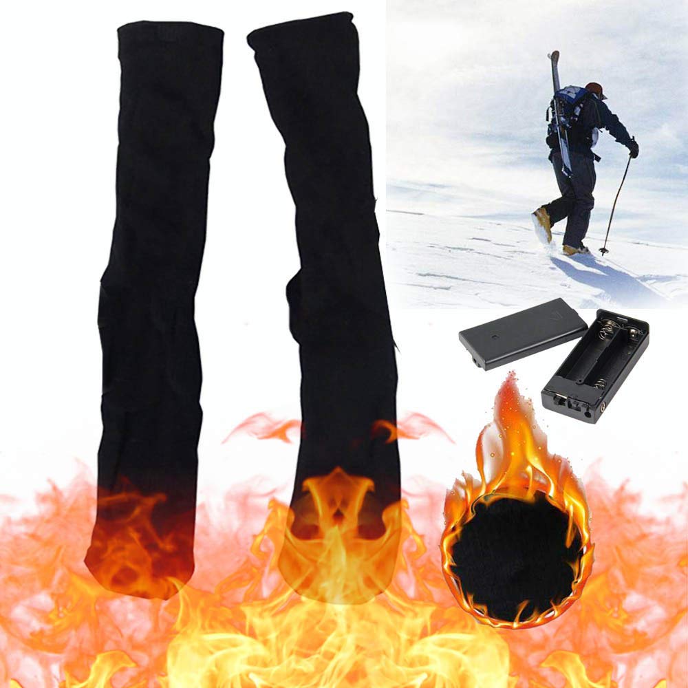 suneagle Battery Heating Socks, Winter Ski Socks, Heated Hiking Socks, Foot Warmers, Electric Socks With Battery Box (Without Battery), Breathable/Quick Drying/Cotton Fabric, Washable,Black