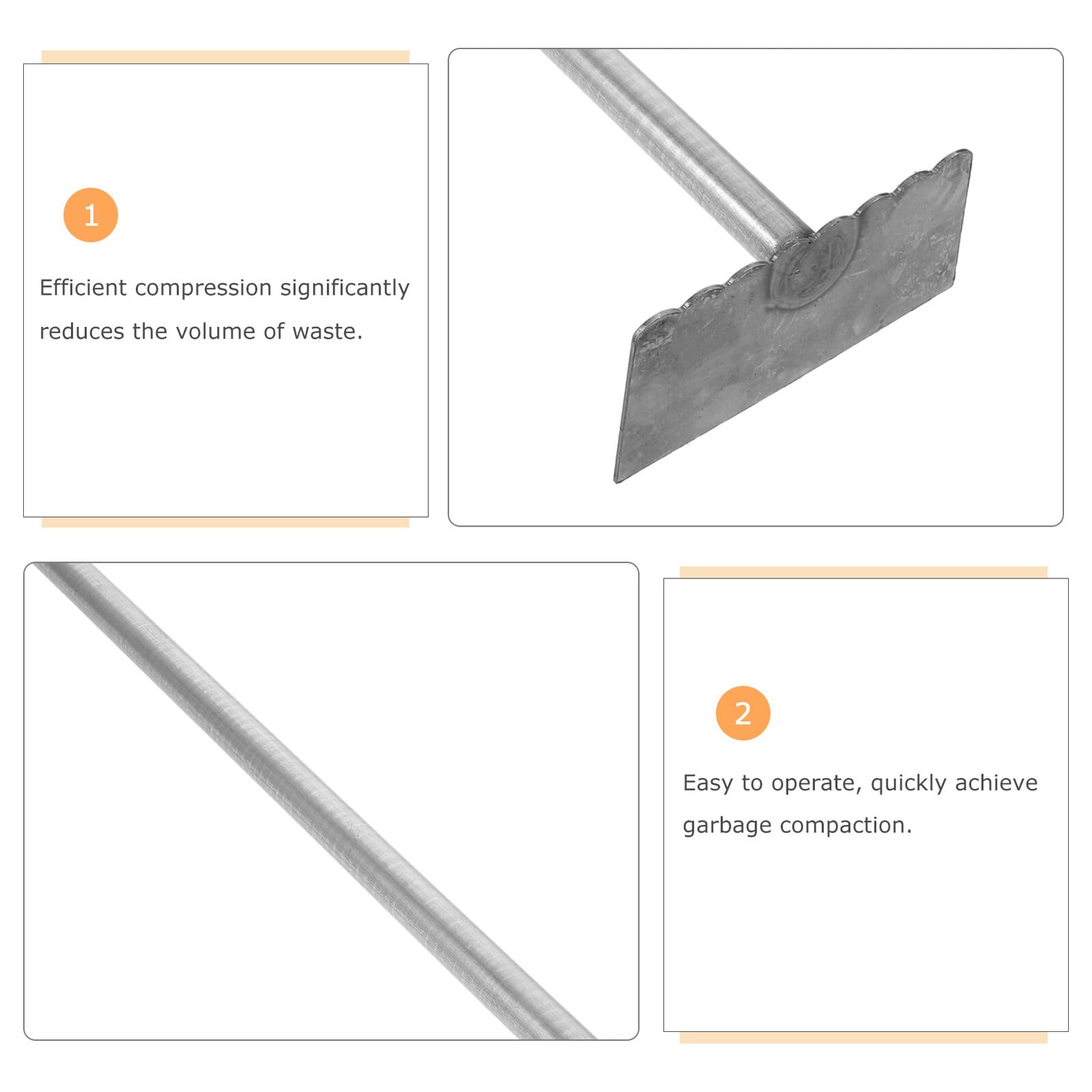 Compattatore Strumento Multifunzionale Bidoni Manuale per della Spazzatura Manico Ergonomico in Acciaio Inossidabile Colore Argento per Uffici e Spazi Pubblici