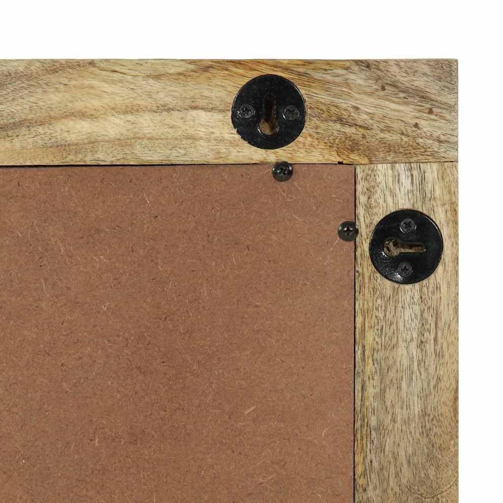 Badezimmer Spiegel rechteckig Natur 50 x 2,5 x 70 cm aus massivem Mangoholz mit klarem Glas für Bad, Flur, Schlafzimmer und Wohnzimmer, ideal zum Schminken und Rasur