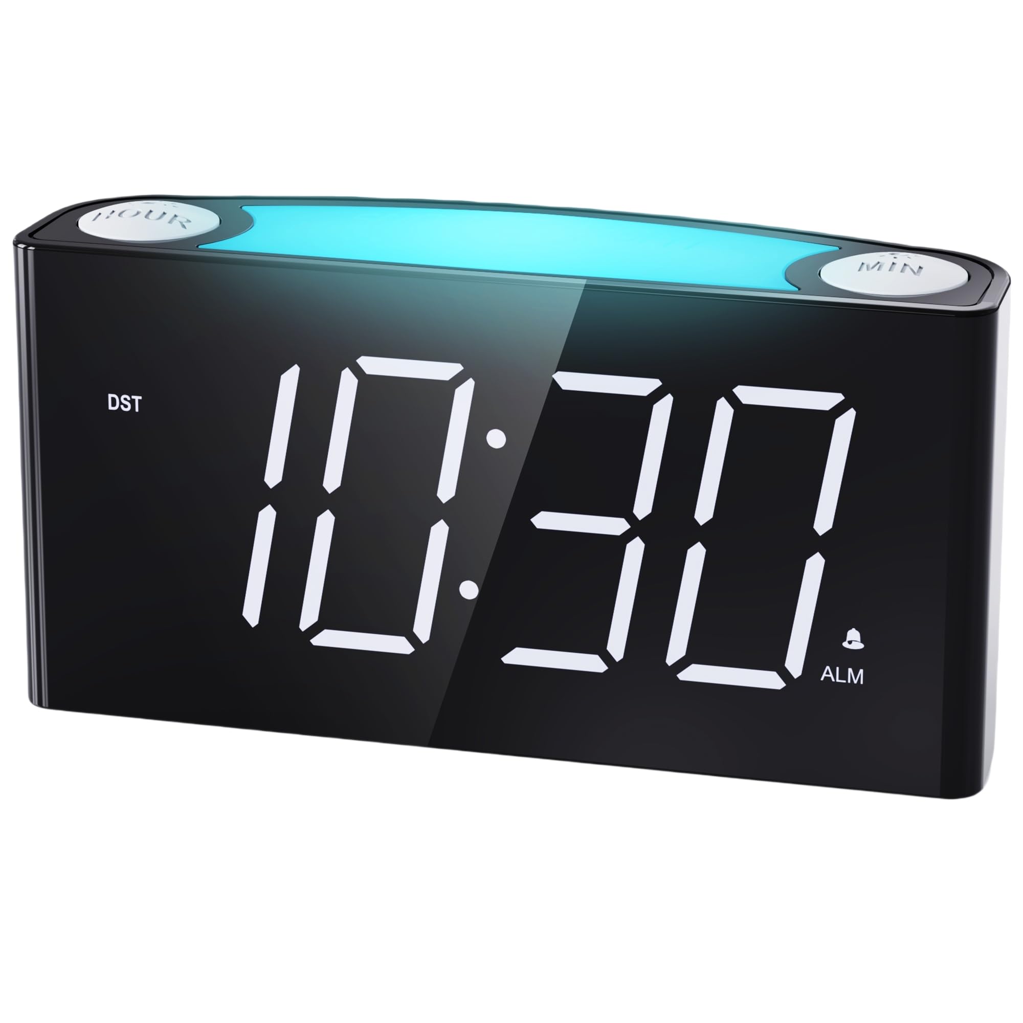 Digital Alarm Clock for Bedroom, 7.5" Big Display, 7-Color Night Light,USB & Type C Charger, Dimmer,12/24 H,Plug-in Easy to Set Alarm Clock for Teens, Kids, Heavy Sleepers