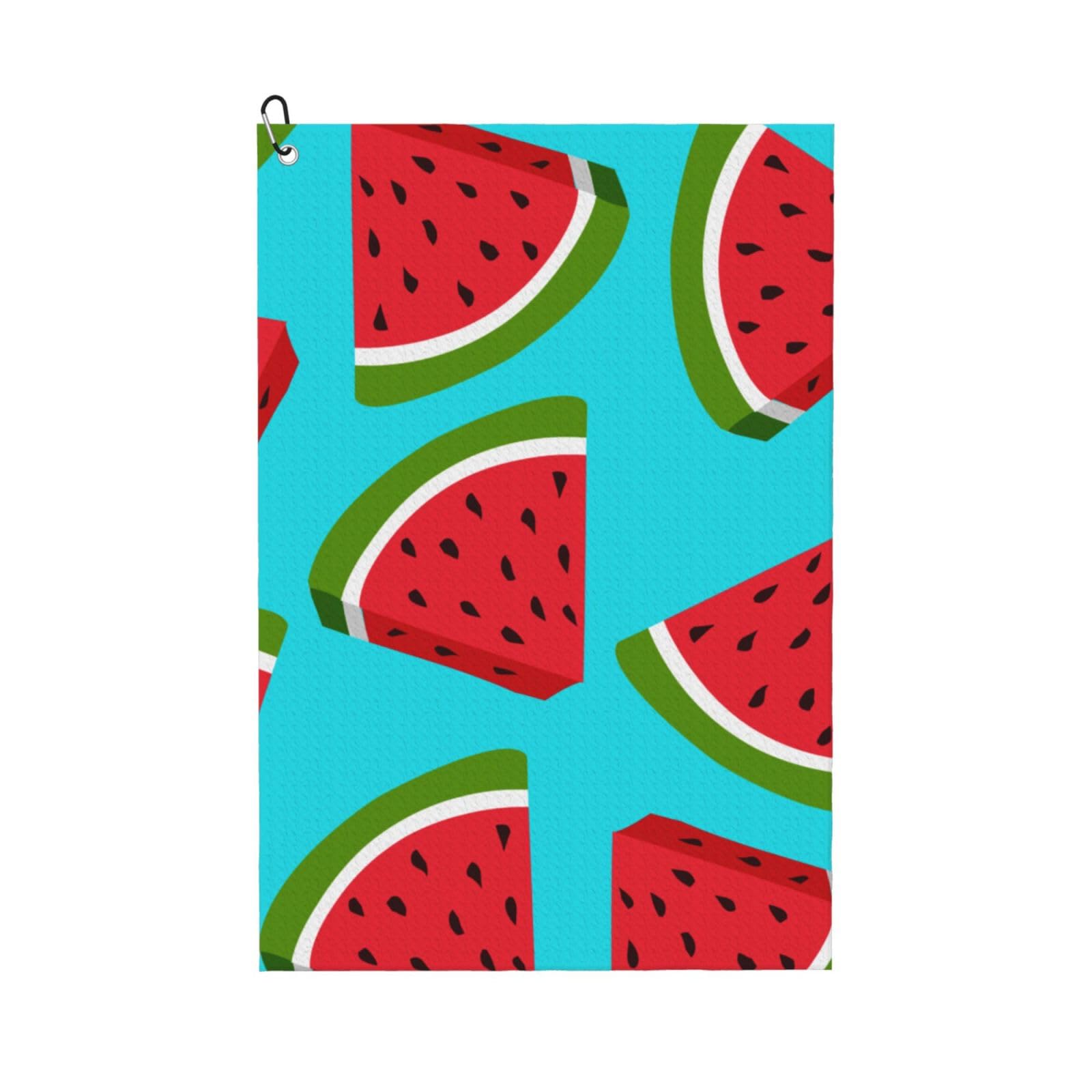 Hnnkloy Fresh Watermelon, 16x24 in Portable Waffle Golf Towels with Carabiner Clip for Golf Bag