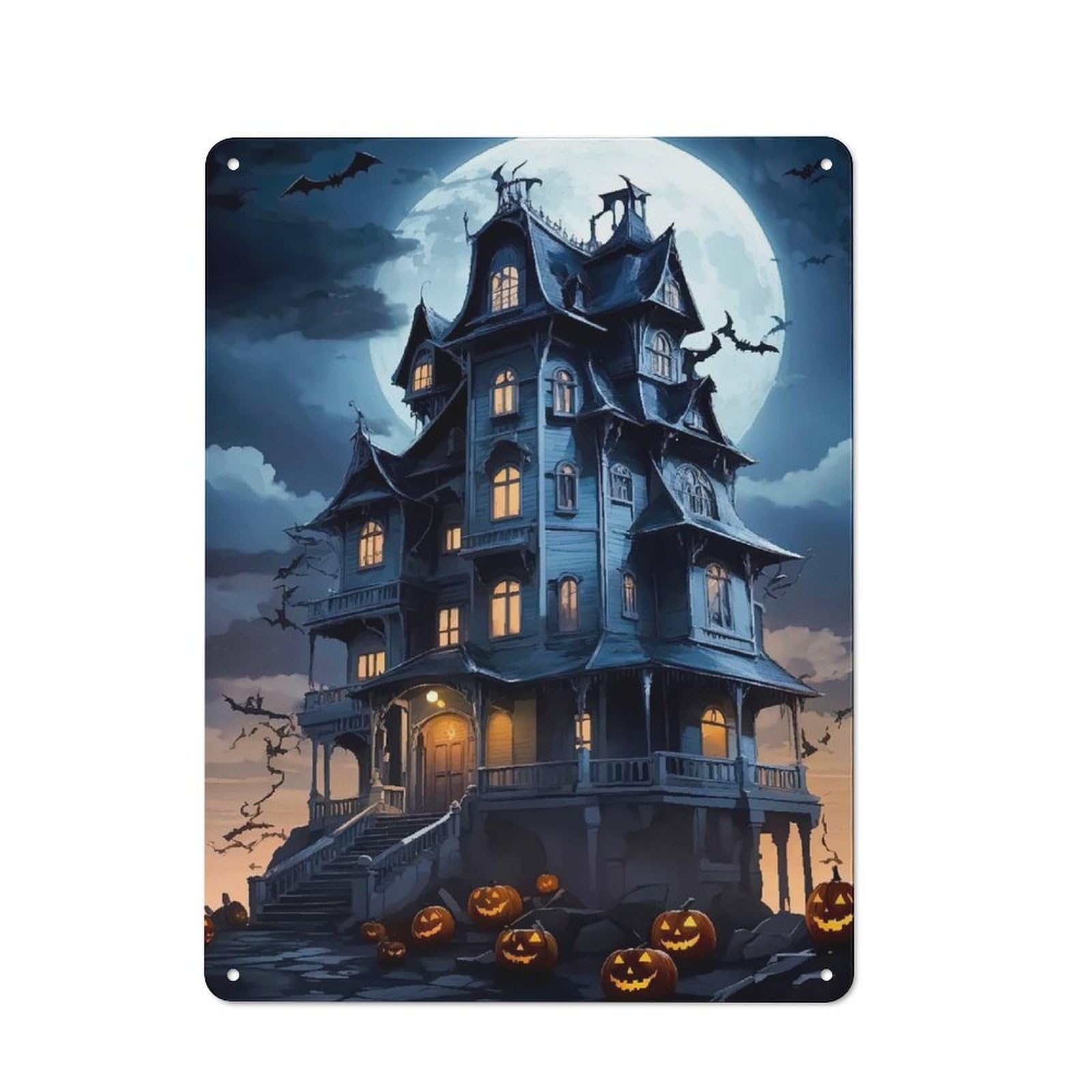 Junmoney Demonic Castle 40X30cm Rustic Metal Sign With For Hobby Room Or Studio, Metal Sign Decor For Hobby Rooms And Studios