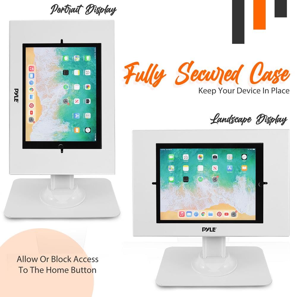 Stojak zabezpieczający przed kradzieżą do tabletu – stojak na biurko do iPada, kiosk, z zamkiem i mechanizmem klawiszy, obrót o 90° nachylenie o 75° - iPad, iPad Air, iPad Pro, Samsung Galaxy Tab A
