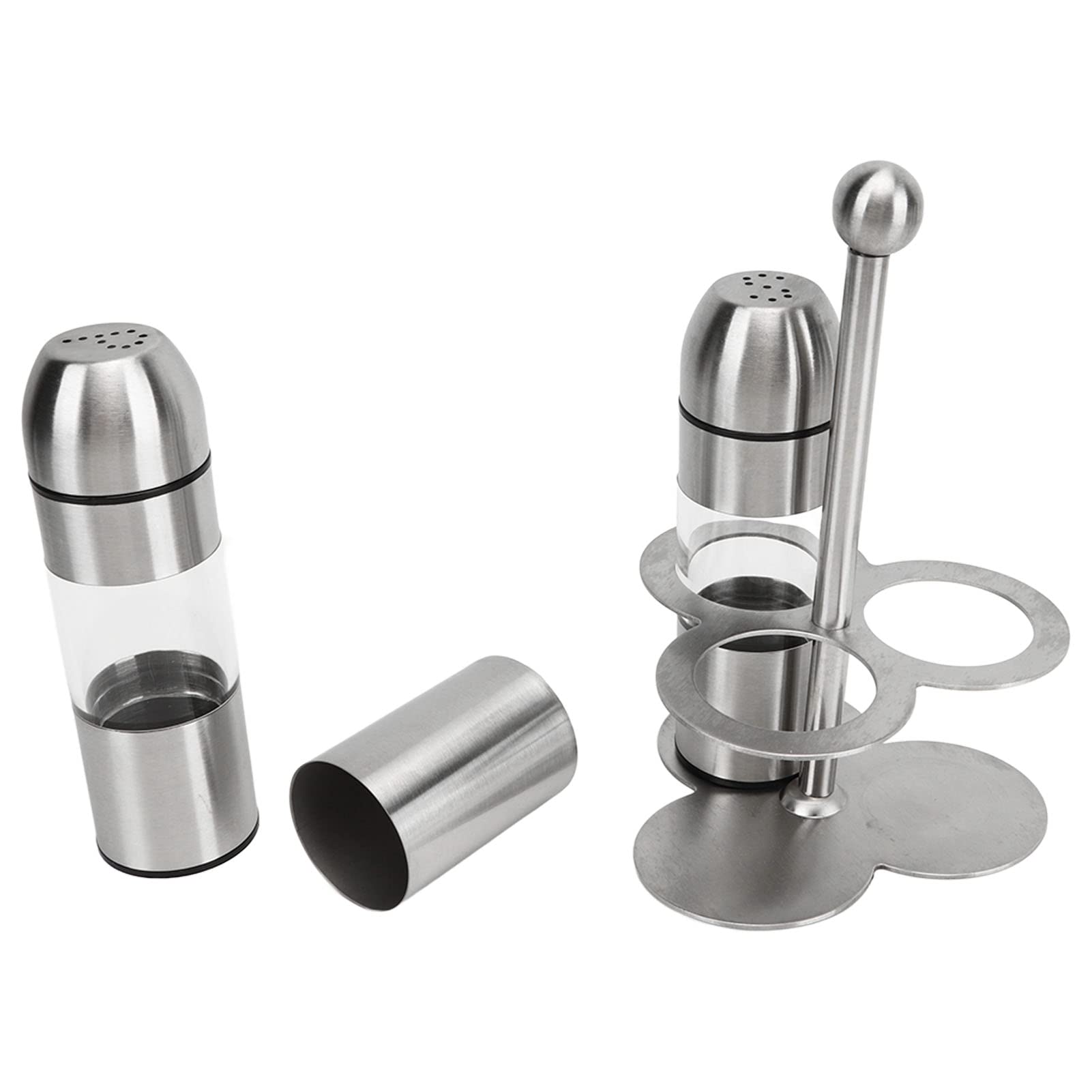 Set di bottiglie per condimenti in acciaio inossidabile Contenitori per sale e pepe antiruggine dal design elegante con coperchio a scatto per tavolo da pranzo da (Bottiglia di condimento X 2, tazza