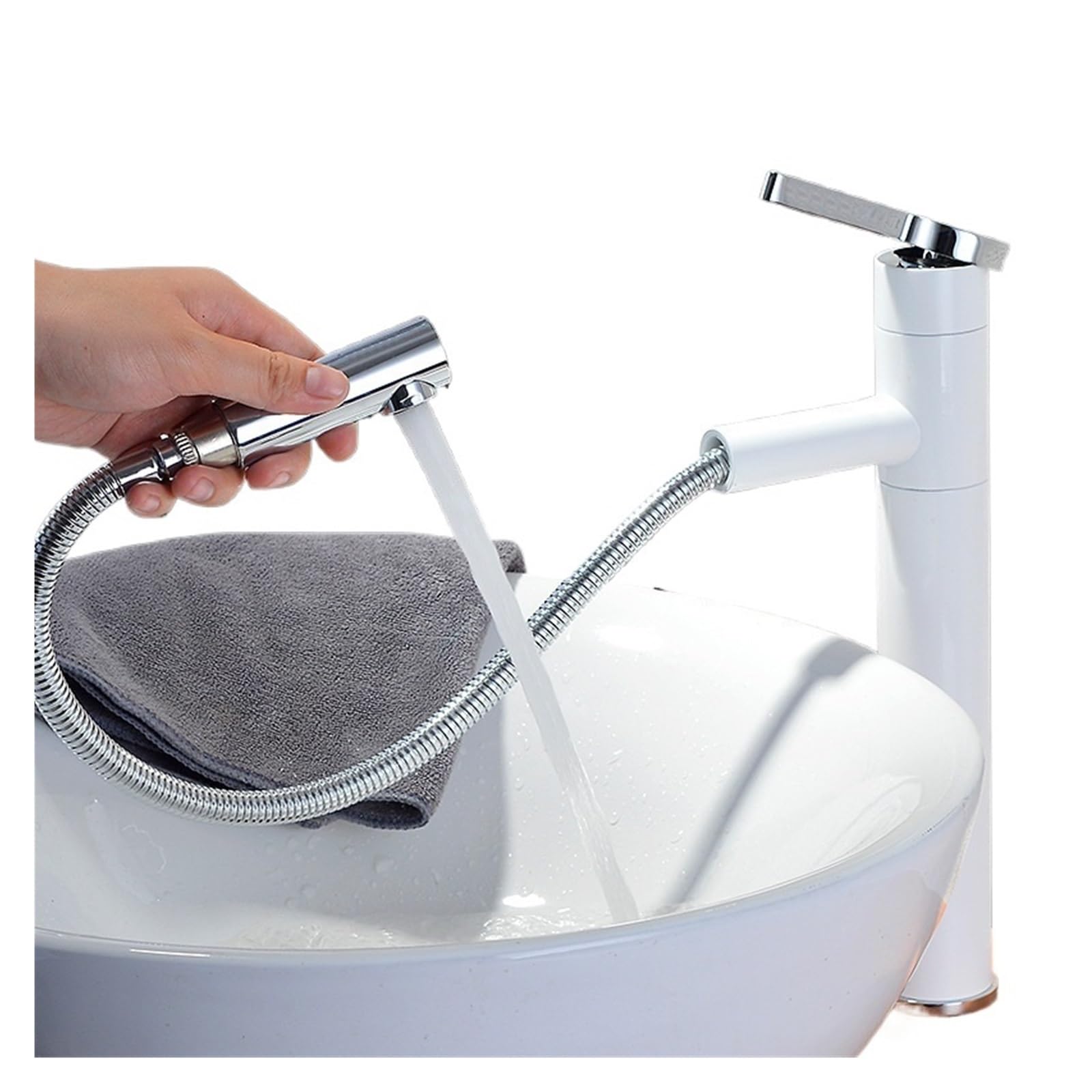 Grifo de baño extraíble y giratorio de latón para lavabo y fregadero moderno