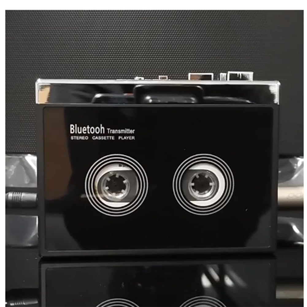 Reproductor de Casete EstéReo Retro Negro Cinta de Casete MúSica Audio Reversa AutomáTica con Bluetooth