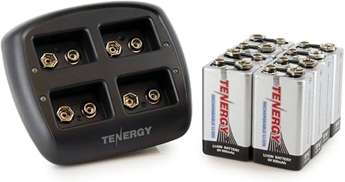 Miniatura 8 de Tenergy TN294 - Cargador de batería de iones de litio de 4 bahías y 9 V + 4 baterías recargables de iones de litio de 9 V y 600 mAh