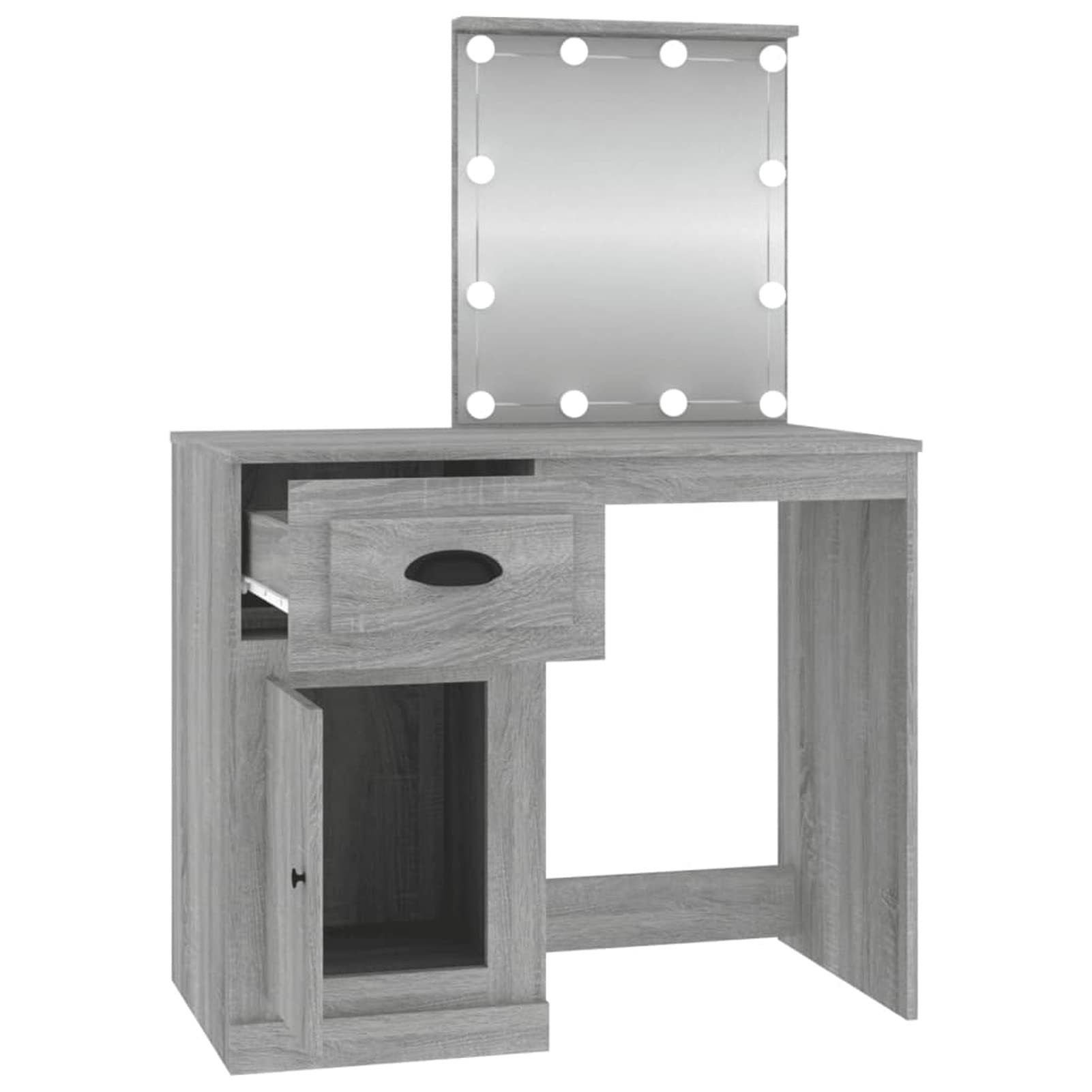 LAPOOH Schminktisch mit Grau Sonoma 90x50x132,5 cm Holzwerkstoff, Schminken Tisch, Vanity Table, Frisiertisch, Makeup Table, Make Up Table, Kosmetiktisch, Dressing Table