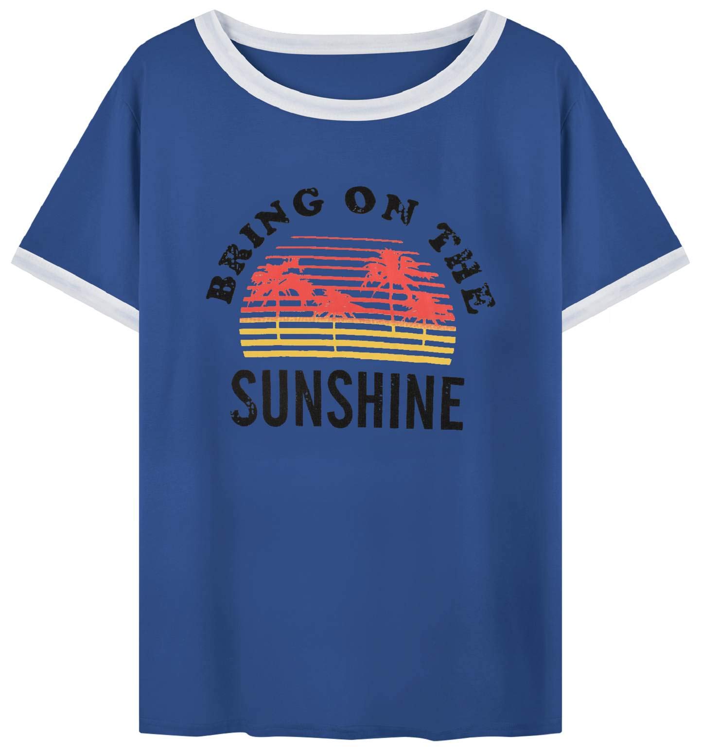 heekpek Maglietta Manica Corta Donna Arcobaleno T-Shirt,Cotone Maglietta Elegante Donna,Casual T-Shirt Estiva con Modello Vintage Casual T-Shirt Manica Corta Stretch